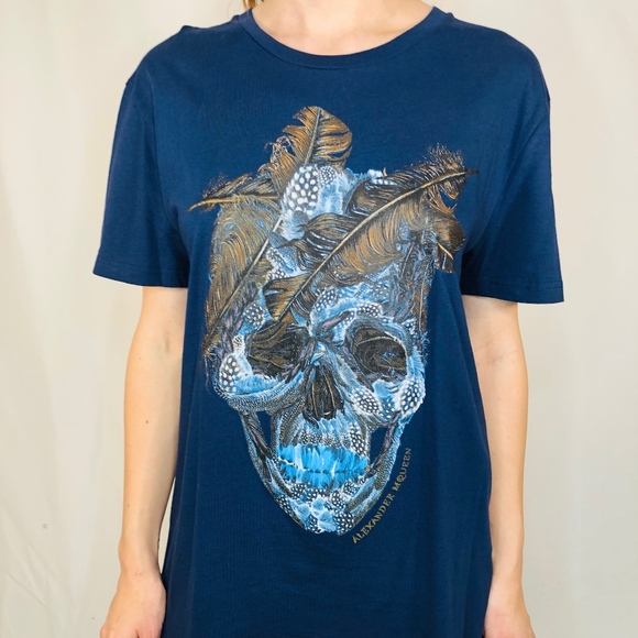 Alexander McQueen Skill Graphic T Shirt Blue L EUC - Picture 4 of 8